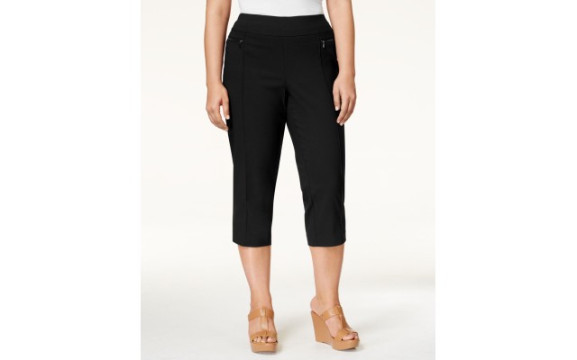 Style&Co Women’s Plus Sizes Comfort Waist Pull-On Capri Pants, Black, 22W
