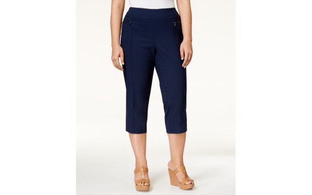 Style&Co Women’s Plus Sizes Comfort Waist Pull-On Capri Pants, Navy, 24W
