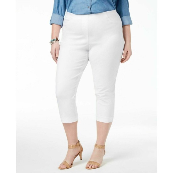 Style&Co Women’s Plus Sizes Comfort Waist Pull-On Capri Pants, White, 22W