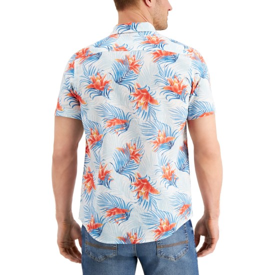  Men’s Diffused Tropical Shirts (Navy, Navy)