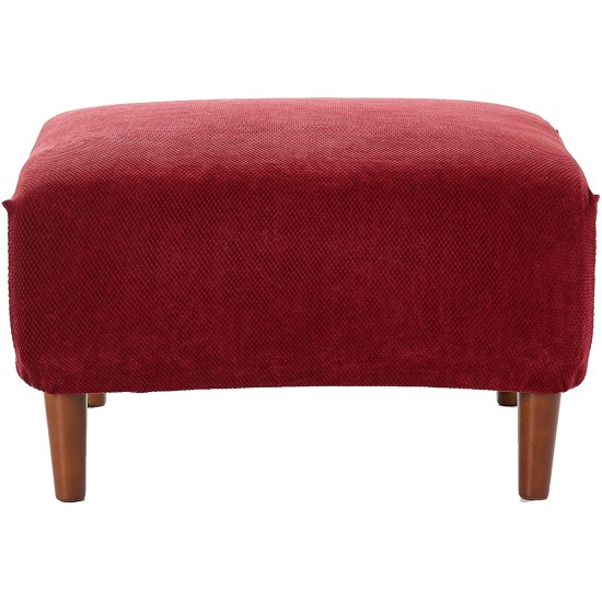  Stretch Pique Ottoman Slipcover (Red, 30×18)