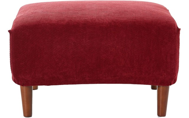  Stretch Pique Ottoman Slipcover (Red, 30×18)