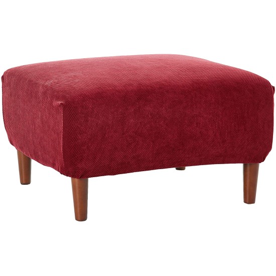  Stretch Pique Ottoman Slipcover (Red, 30×18)
