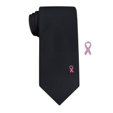 Susan G Komen Men’s Herringbone Solid Tie (Black)