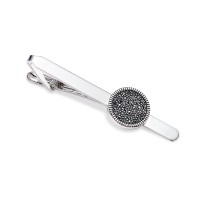 Sutton by Rhona Sutton Jet Cubic Zirconia Tie Clip (Silver)