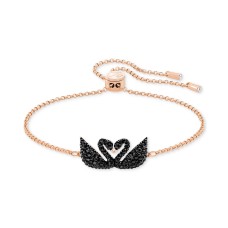Swarovski Rose Jet Pavé Iconic Swan Slider Bracelet (rose gold-tone mixed metal)