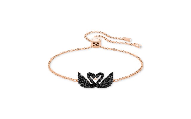  Rose Jet Pavé Iconic Swan Slider Bracelet (rose gold-tone mixed metal)