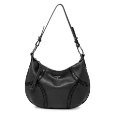 T Tahari Devon Leather Hobo Handbag, Black