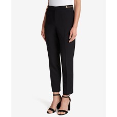 Tahari Asl Button-Detail Ankle Pants (Black, 16)