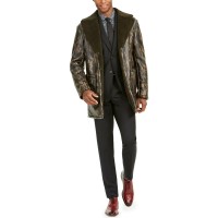 Tallia Men's Faux-Fur Camouflage Overcoat, Olive / Brown, X-Large