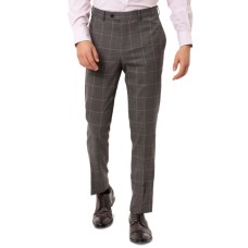Tallia Men’s Gray Windowpane Plaid Slim Fit Stretch Pants (Gray, 30×30)