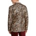  Men’s Slim-Fit Black/Gold Leopard-Print Dinner Jacket, Black/Gold, 44R