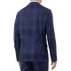  Men’s Slim-Fit Blue Plaid Linen Suit Separate Jacket (Navy, 40 R)