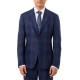  Men’s Slim-Fit Blue Plaid Linen Suit Separate Jacket (Navy, 40 R)