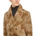  Men’s Slim-Fit Cheetah Print Velvet Double Breasted Peacoat, Black/Tan, XL