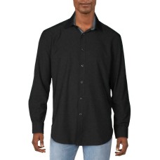 Tallia Men’s Slim-Fit Non-Iron Performance Stretch Solid Dress Shirt (Black, 34-35)