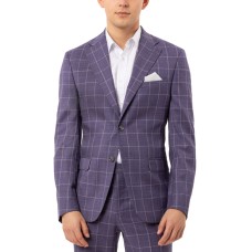 Tallia Men’s Slim-Fit Stretch Purple Windowpane Suit Separate Jacket (Purple, 38 T)