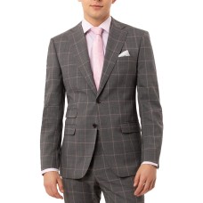 Tallia Men’s Slim-Fit Stretch Windowpane Suit Separate Jacket (Gray, 46)