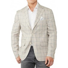 Tallia Orange Men’s Slim-Fit Beige/Blue Plaid Sport Coat (Beige, 44 R)