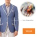  Men’s Slim-Fit Blue & White Dot Linen Sport Coat (Blue, 38 R)