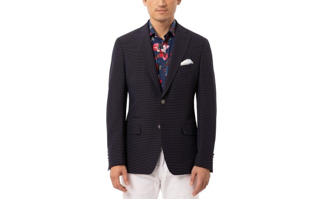 Men’s Slim-Fit  Dot Sport Jacket (Blue), Blue, 44 T