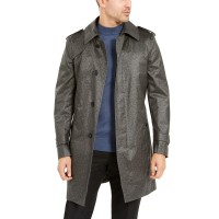 Tallia Orange Men’s Slim-Fit Leopard Print Raincoat (Gray, L)