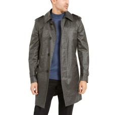 Tallia Orange Men’s Slim-Fit Leopard Print Raincoat (Gray, L)