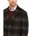  Orange Men’s Slim-Fit Windowpane Plaid Overcoat, Gray, 2XL