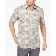 Tasso Elba Island Men’s Tropical Print Shirts (BeigeKhaki, S)