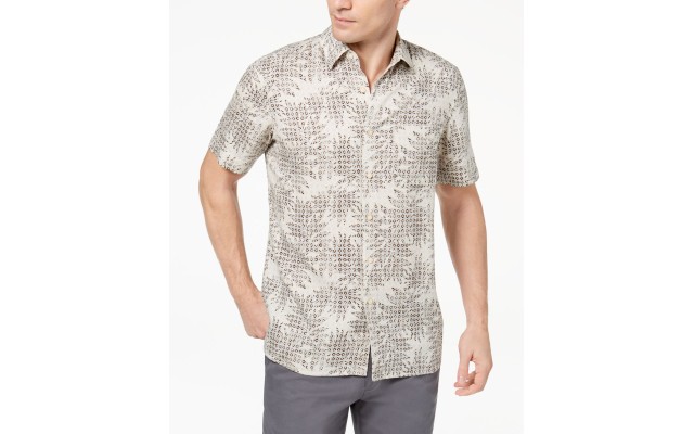  Island Men’s Tropical Print Shirts (BeigeKhaki, S)