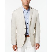 Tasso Elba Men's 100% Linen 2-Button Blazer, Beige, Small