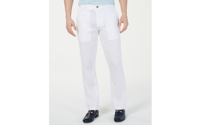  Men’s 100% Linen Pants (White, 38×30)