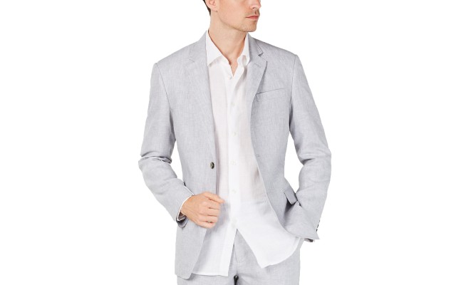  Men’s 2-Button Blazer Jacket, Gray, S