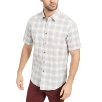 Tasso Elba Men’s Alcala Boulca Plaid Shirt, Gray, Small
