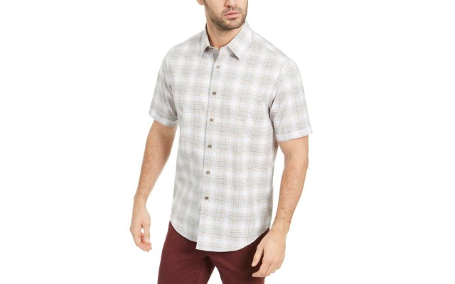  Men’s Alcala Boulca Plaid Shirt, Gray, Small