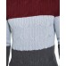  Men’s Chunky Cable-Knit Colorblocked Turtleneck Sweater (Red, S)