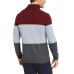  Men’s Chunky Cable-Knit Colorblocked Turtleneck Sweater (Red, S)