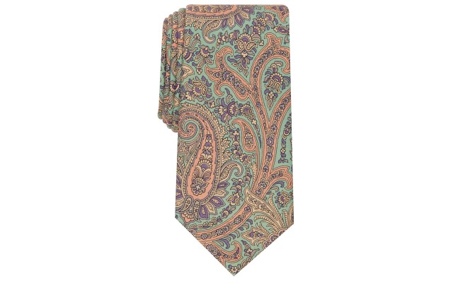  Men’s Classic Paisley Silk Tie (Green, One Size)
