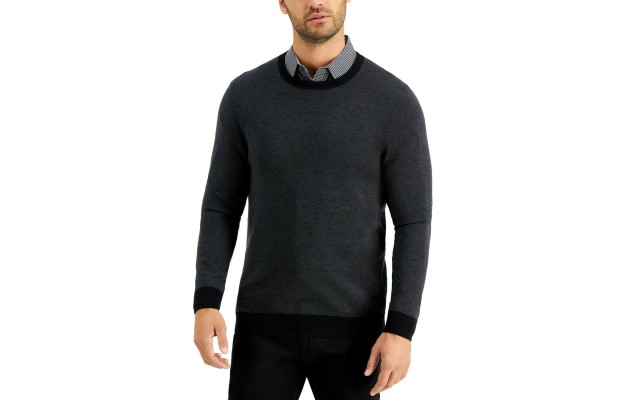  Men’s Crewneck Sweater (Black, S)