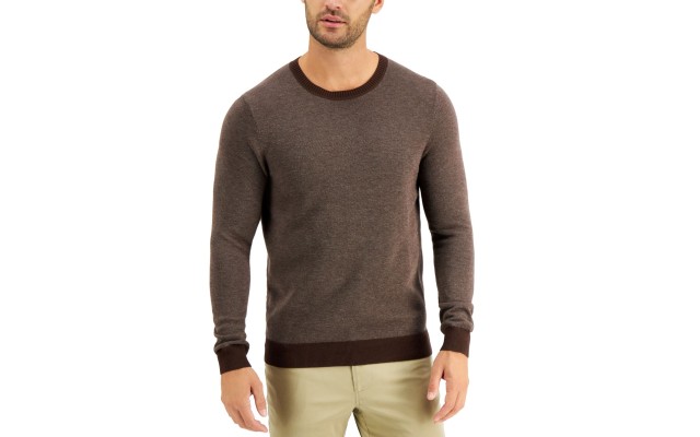  Men’s Crewneck Sweater (Brown, Large)