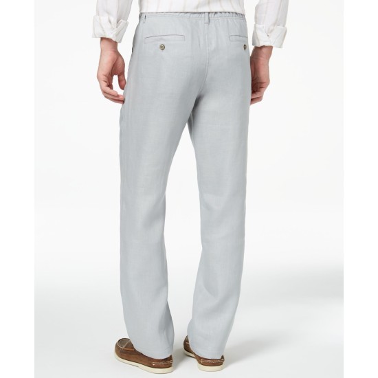  Men’s Drawstring Linen Pants (Gray, S)