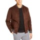  Men’s Faux Suede Bomber Jacket, Brown, S