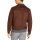  Men’s Faux Suede Bomber Jacket, Brown, S