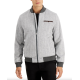  Men’s Herringbone Bomber Jacket (Gray, L)