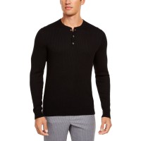 Tasso Elba Men’s Luxe Henley Shirt (Black, 2XL)