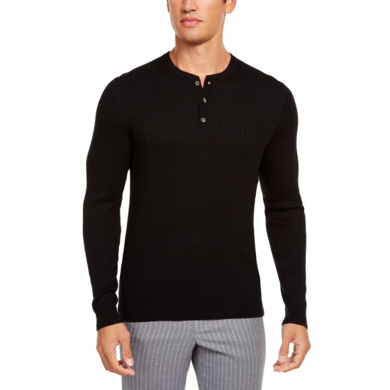  Men’s Luxe Henley Shirt (Black, 2XL)