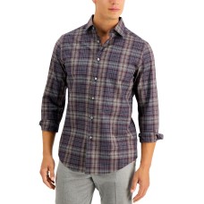 Tasso Elba Men’s Ogesso Plaid Shirt (Navy, Medium)