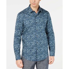 Tasso Elba Men’s Paisley Cotton Button-Down Shirt (Navy, XXL)