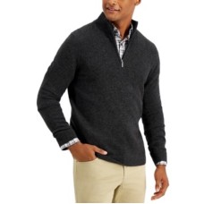 Tasso Elba Men’s Quarter-Zip Cashmere Sweater (Gray, XX-Large)