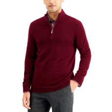 Tasso Elba Men’s Quarter-Zip Cashmere Sweater (Red, XX-Large)